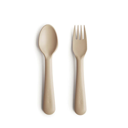 mushie Dinnerware Fork and Spoon Set - Shifting Sand