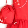 Rodolia Lined Red Satin Dress with Mandarin Collar Chinese Button
 - Red