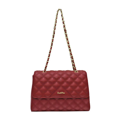 Carlo Rino Half-Flap Quilted Shoulder Bag - Red