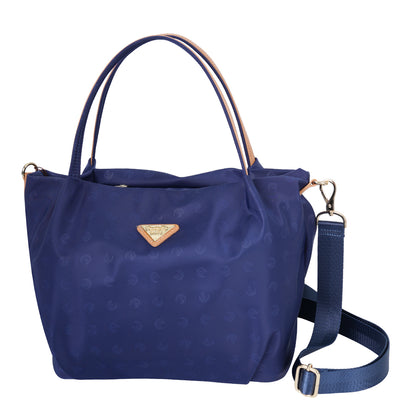 Castello Leather-Trimmed Monogram Nylon Tote Bag - Navy