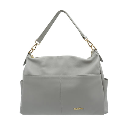 Carlo Rino Geri Leather Shoulder Bag - Grey