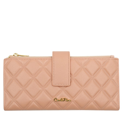 Carlo Rino Embossed Leather Long Wallet - Pink