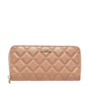 Carlo Rino Quilted Leather Long Wallets - Peach