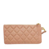 Carlo Rino Quilted Leather Wristlet - Peach