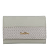 Carlo Rino Smooth Grain Leather with Embossed Weaved Accents Wallet - Chalk