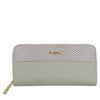 Carlo Rino Smooth Grain Leather with Embossed Weaved Accents Long Wallet - Chalk