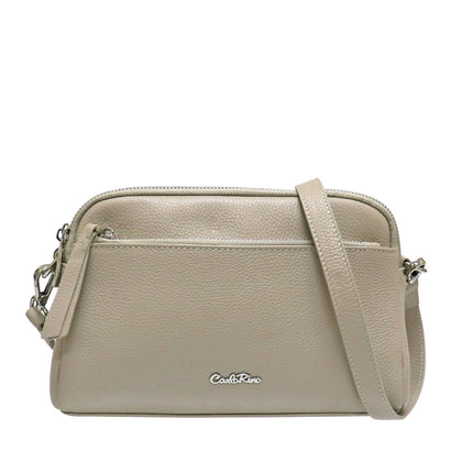Carlo Rino Leather Crossbody Bag - Beige