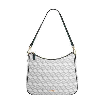 Carlo Rino Signature Monogram Hobo Bag - Dark Green