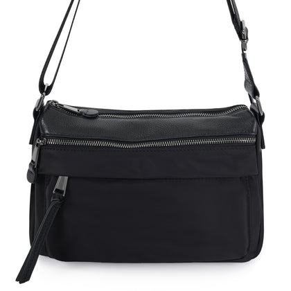 SARRER Leather-Trimmed Lightweight Nylon Crossbody Bag - Black