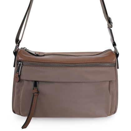 SARRER Leather-Trimmed Lightweight Nylon Crossbody Bag - Brown