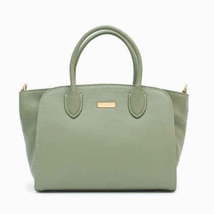 Castello Nappa Leather Tote cum Shoulder Bag - Sage Olive (3702)