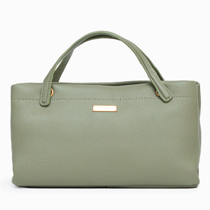 Castello Nappa Leather Tote cum Shoulder Bag - Sage Olive (3712)
