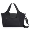 SARRER Leather-Trimmed Lightweight Nylon Tote with Detachable Long Strap - Black