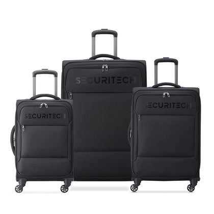 [11.11 Amazing Bundle Deal] Delsey Paris 3-Piece Set Securitech Vanguard Softside Spinner Luggage - Black