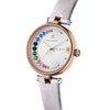BLACK BY BLUE BRAVE Crescent Moon 28mm White Dial Rainbow Cubic Zirconia Satin Leather Strap Watch