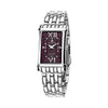 Black By Blue Brave Monica White Guilloche Dial Genuine Diamonds Silver Bracelet Watch - Purple