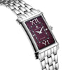 Black By Blue Brave Monica White Guilloche Dial Genuine Diamonds Silver Bracelet Watch - Purple