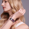 Black By Blue Brave Monica White Guilloche Dial Genuine Diamonds Silver Bracelet Watch - Purple