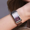 Black By Blue Brave Monica White Guilloche Dial Genuine Diamonds Silver Bracelet Watch - Purple