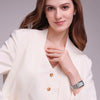 Black By Blue Brave Monica White Guilloche Dial Genuine Diamonds Silver Bracelet Watch - White