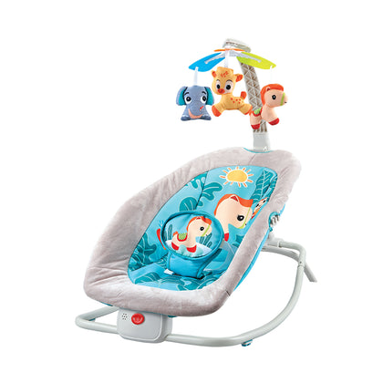Lucky Baby Infant to Toddler Deluxe Baby Cradle with Toy Rocker - Safari Print