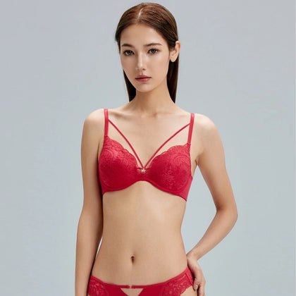 Pierre Cardin Paradiso Lace Demi Bra - Red