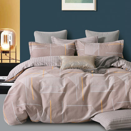 KINGSFORD Placid Bedset 1500TC 100% Cotton Sateen (Single/Super Single/Queen/King) - Natural Lines