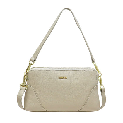 Sembonia Pebbled Leather Shoulder Bag - Off White