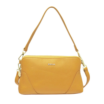 Sembonia Pebbled Leather Shoulder Bag - Yellow