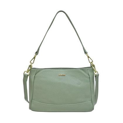 Sembonia Pebbled Leather Shoulder Bag - Green