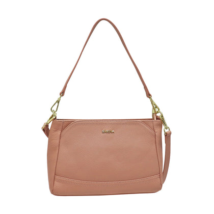 Sembonia Pebbled Leather Shoulder Bag - Pink