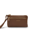 SEMBONIA Embossed Leather Wristlet - Brown