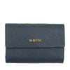 SEMBONIA Embossed Leather 3-Fold Wallet - Navy