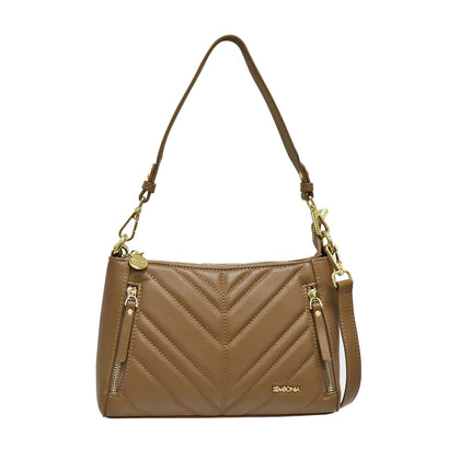 Sembonia Qulited Leather Shoulder Bag - Brown