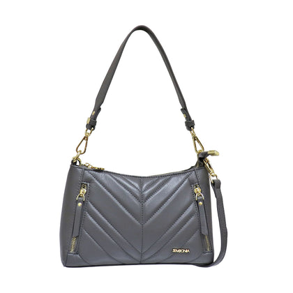 Sembonia Qulited Leather Shoulder Bag - Grey