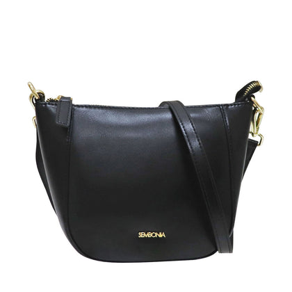 Sembonia Gloosy Leather Sling Bag - Black