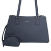 SEMBONIA Pebbled Leather Shoulder Bag - Navy