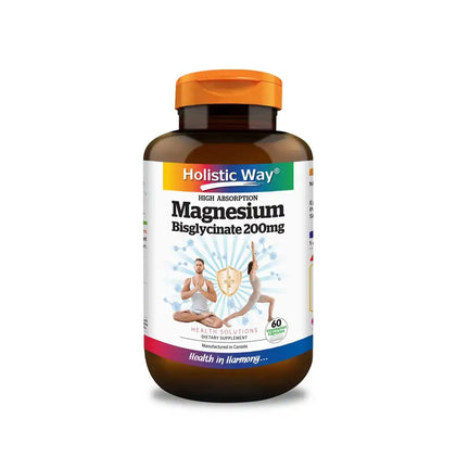 Holistic Way High Absorption Magnesium Bisglycinate 200mg 60 Vegetarian Capsules