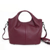 SARRER Soft Pebbled Leather Satchel Tote with Detachable Long Strap - Maroon