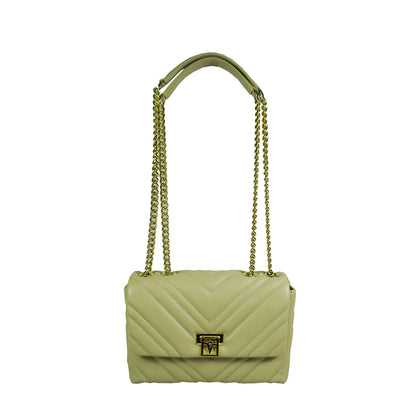 Valentino Rudy Leather Trimmed Quilted Microfiber Half-Flap Bag (S) - Beige