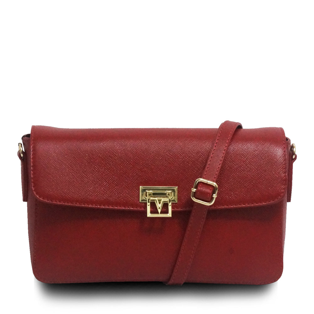 Valentino Rudy Saffiano Leather Half-flap Crossbody Bag - Red