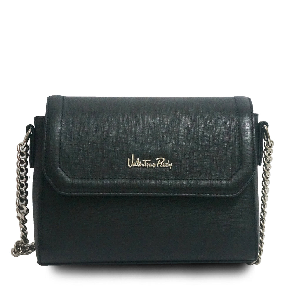 Valentino Rudy Saffiano Leather Half-flap Crossbody Bag - Black