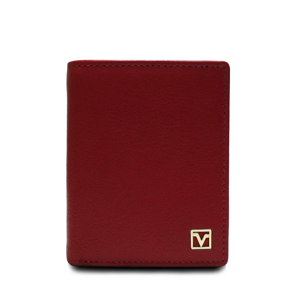 Valentino Rudy Leather Card Holder with RFID Pocket - Red