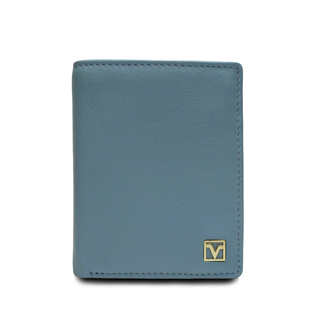 Valentino Rudy Leather Card Holder with RFID Pocket - Blue