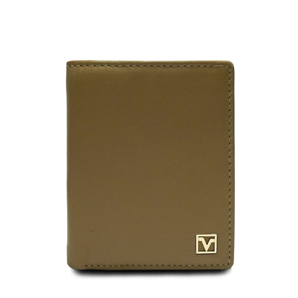 Valentino Rudy Leather Card Holder with RFID Pocket - Camel