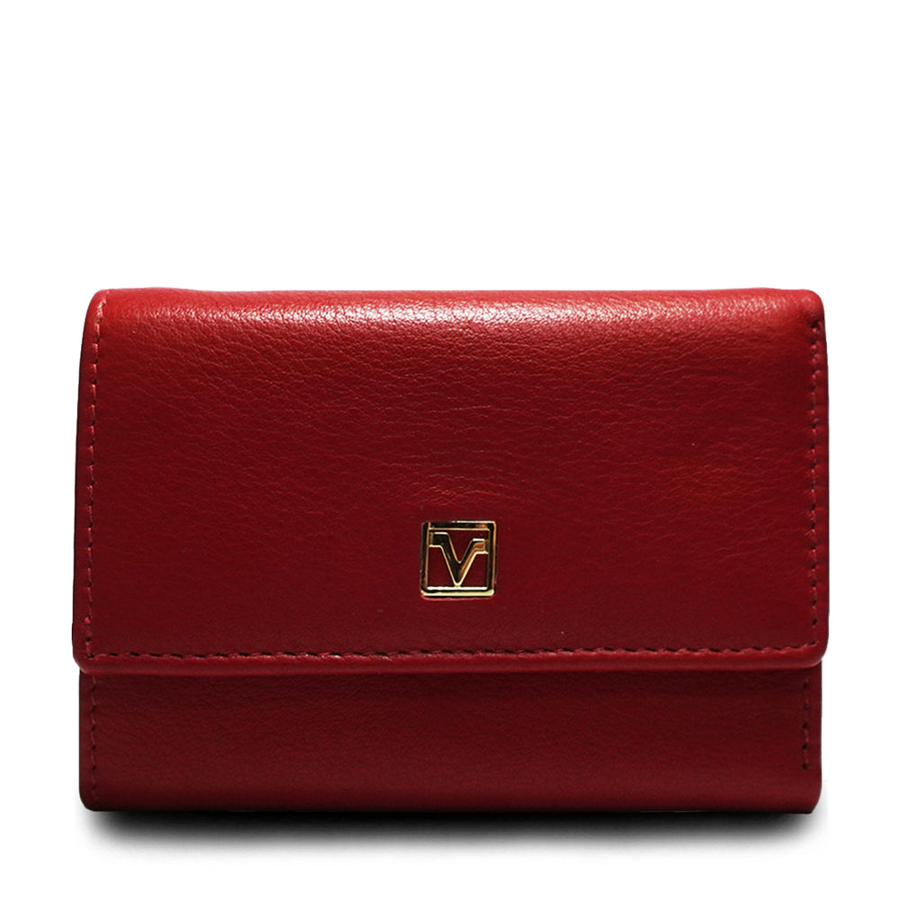 Valentino Rudy Leather Key Pouch with RFID Pocket - Red