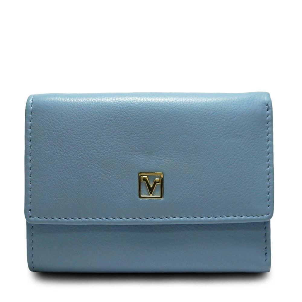 Valentino Rudy Leather Key Pouch with RFID Pocket - Blue