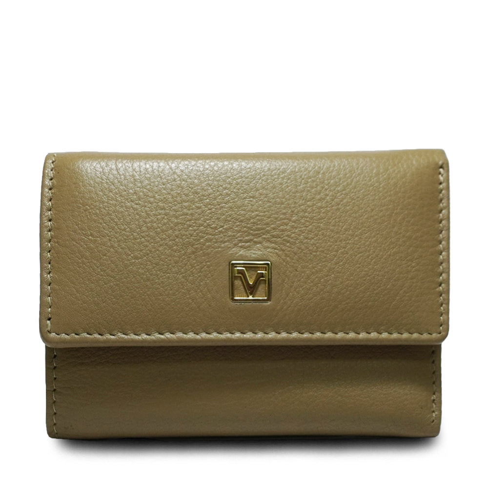 Valentino Rudy Leather Key Pouch with RFID Pocket - Camel