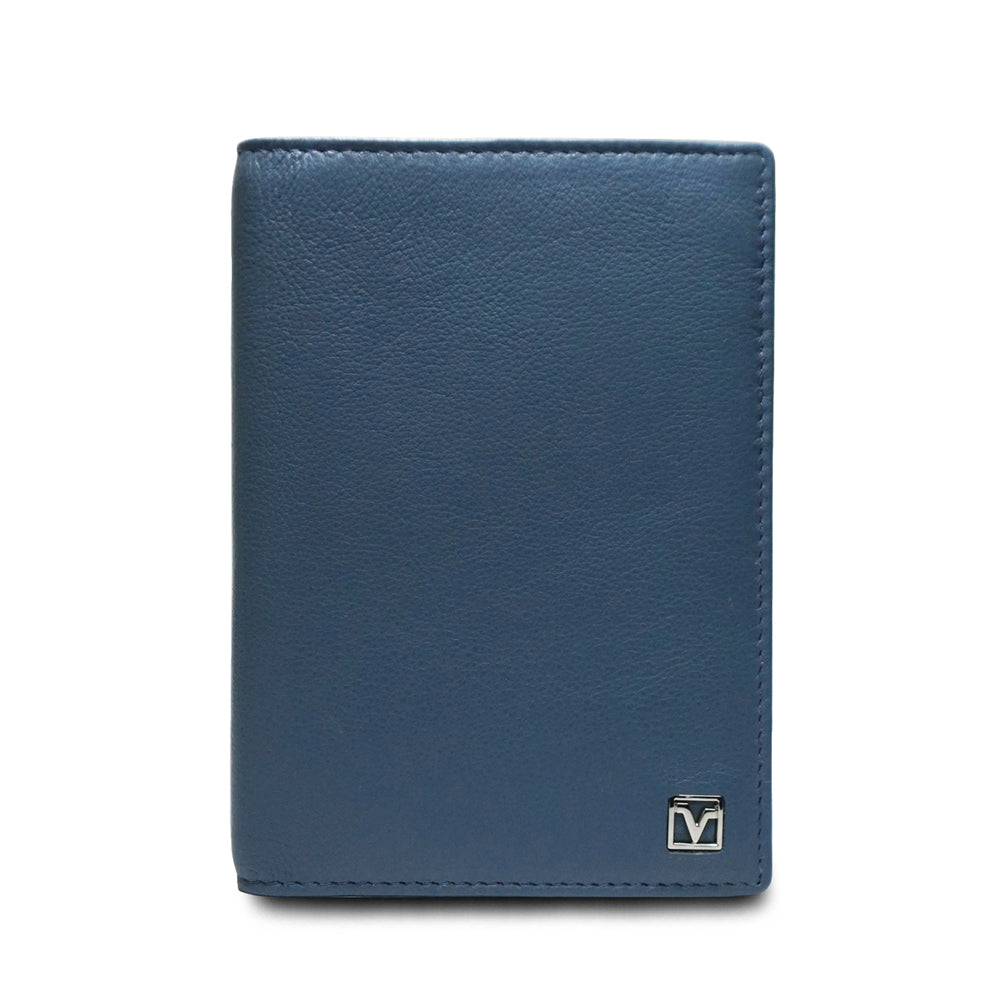 Valentino Rudy Leather Passport Holder with RFID Pocket - Dark Blue