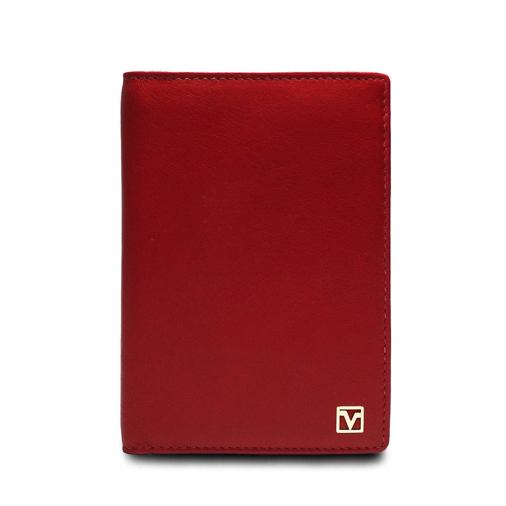 Valentino Rudy Leather Passport Holder with RFID Pocket - Red